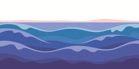 Serene ocean waves illustration with calming blue tones and peaceful horizon, perfect for backgrounds, websites, and creative projects needing a tranquil touch