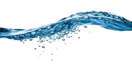 Clear water cresting wave, with bubbles against a black background