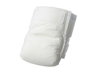 Clean, white, folded diaper on a dark background, ready for use
