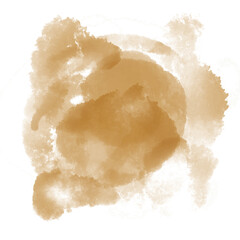 Abstract watercolor wash in shades of brown and beige, creating a soft, organic, and textured effect on a white background.