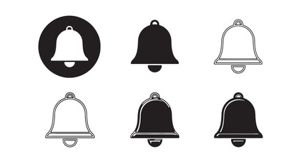 Set of notification bell icons simple vector glyphs for app and web design isolated on white backgro