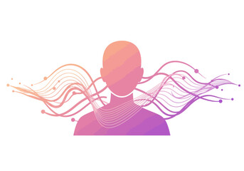 Obraz premium Abstract Human Head Silhouette With Sound Waves