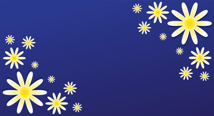 Floral pattern corner border frame on dark blue background