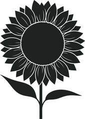 Detailed sunflower illustration with dark petals and stem a striking silhouette