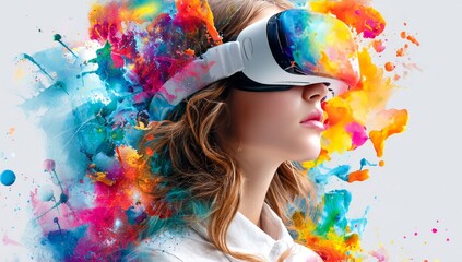 メタバース空間で創造的な体験をする女性