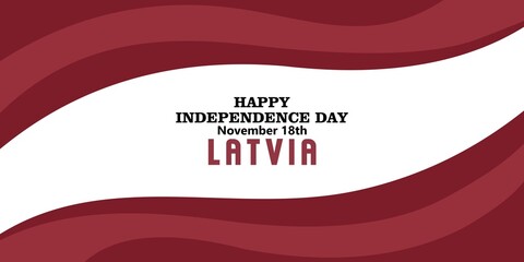 Latvia Independence Day Background with Red and White Ribbon, Minimalist National Celebration Banner