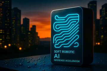 Futuristic AI hardware, soft robotic inference accelerator concept
