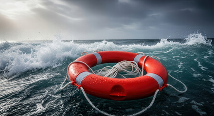 Lifebuoy in the stormy sea