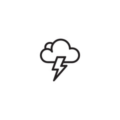 Simple line art icon of a storm cloud with a lightning bolt symbol representing weather and electrical danger vector