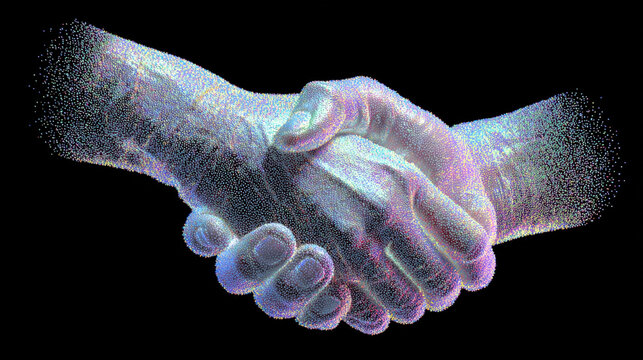 Digital handshake hologram - Powered by Adobe