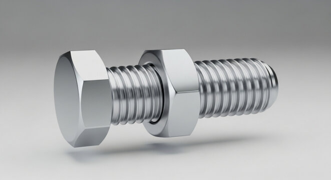 Close up of metal hex bolt and nut fastener hardware engineering industrial construction equipment part