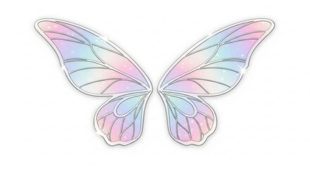 Pastel fairy wings illustration for magical designs and fantasy art projects, iridescent butterfly wings clip art