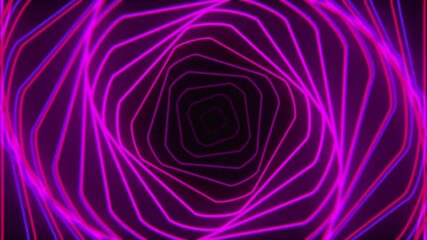 Vibrant pink and purple neon hexagon tunnel creating a futuristic abstract geometric light corridor for a sci-fi background - Powered by Adobe