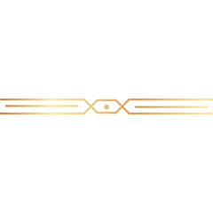 Elegant Golden Art Deco Border With Geometric Ornaments And A Small Diamond Shape In The Center On A Transparent Background
