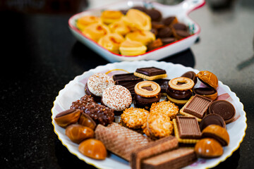 Assorted Chocolate and Cookies on Plate