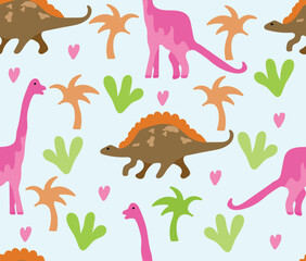 design vector art seamless pattern children's dinosaur logo