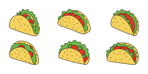 Taco Vector Set. Mexican Food Illustration Collection