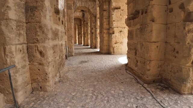 Inside the El Jem Roman Amphitheater in Tunisia