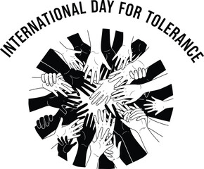 International day for tolerance with hands conceptual illustration for tolerance, unity and peace