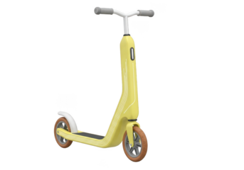Yellow scooter isolated on transparent background for kids to play with