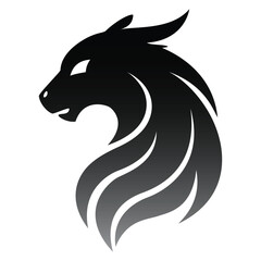 Mythical dragon head silhouette, fantasy creature mascot for gaming and legendary themes