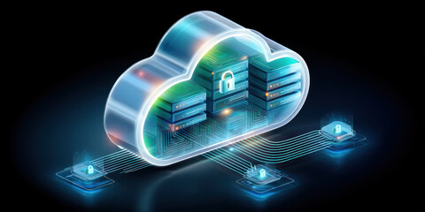 Cloud cybersecurity protecting virtual servers and data with encrypted network connections and secure storage offering resilient digital defense