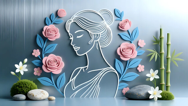 Women with spa still life and flowers