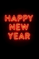 Obraz premium Glowing neon sign Happy New Year. Celebration, joy, and the start of a new year. For use in holiday promotions, party invitations, and seasonal advertising designs