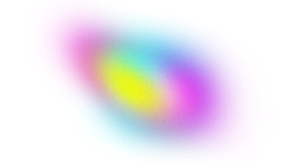 Abstract gradient of colorful shape with grain effect isolated on transparent background. Trendy noise texture. 