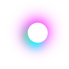 Blue pink glowing gradient round shape with copy space isolated on transparent background. 