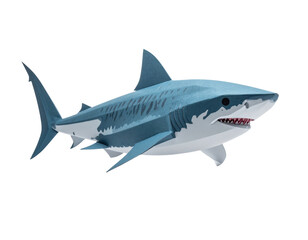 Naklejka premium Tiger Shark decorative paper art illustration with elegant shapes and transparent layers.