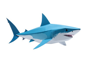 Obraz premium Mako Shark decorative paper art illustration with elegant shapes and transparent layers.