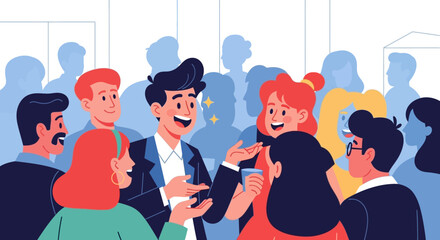 Group of diverse people networking and socializing at an event.