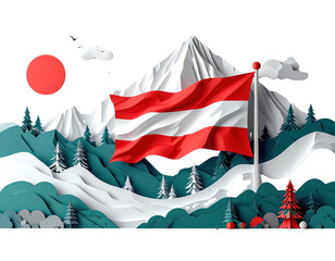 Austria flag high-resolution paper cut design featuring delicate details and clarity.