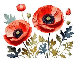 Poppy high-resolution paper cut design featuring delicate details and clarity.