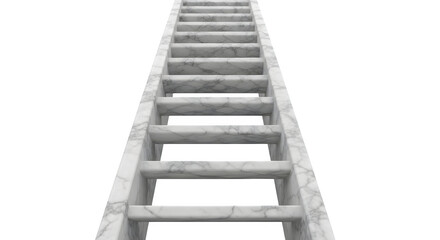 Marble staircase isolated on transparent background, leading upwards in perspective