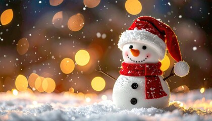 Obraz premium Cheerful Snowman in Winter Wonderland