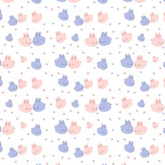 seamless pattern of bunny couple characters for wrapping paper or textile or wall paper