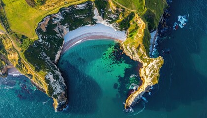 Aerial View of Secluded Cove Turquoise Water