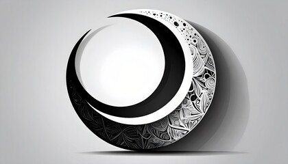 Abstract Crescent Moon Design Black and White