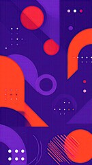 Abstract Geometric Composition with Red and Purple Shapes