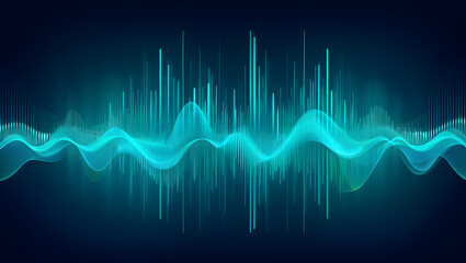 Fototapeta premium Dynamic abstract blue green sound waveform visualization abstract technology concept