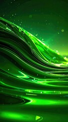 Abstract Green Fluid Waves Dark Background