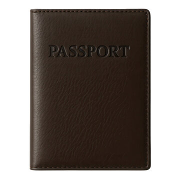 Brown leather passport cover isolated on clean background