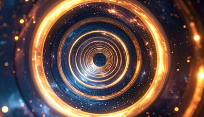 Abstract Cosmic Tunnel of Glowing Rings
