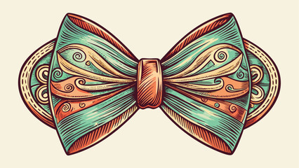 Very beautiful elegant hand-drawn bow tie sketch in a refined vintage design, showcasing timeless style and sophistication — a perfect stock vector for fashion, tailoring, or classic accessory themes.