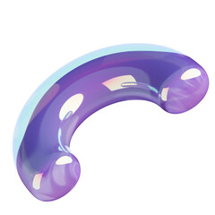 Abstract 3D Torus Shape with Iridescent Purple and Blue Hues Reflecting Light Against a Transparent Background
