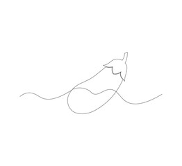 Obraz premium continuous line image eggplant , simple icon in scribble style, fresh vegetable. Vector illustration on white isolated background.