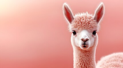 Obraz premium Cute young llama with soft fur against a colorful background