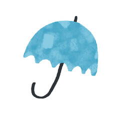 水彩風　青い傘のイラスト